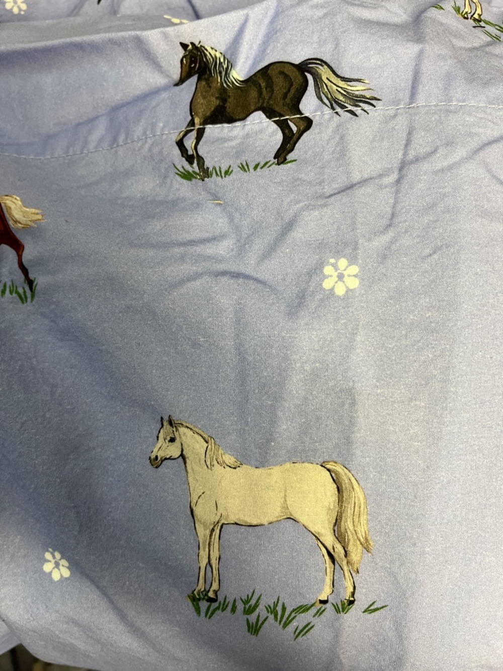 Anthropologie Percale Cotton Horse Sky Full/Queen Sheet Set New out Of Package - Picture 3 of 4